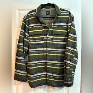 XL Caliville Blue, Green, and Yellow Long-Sleeve Flannel
